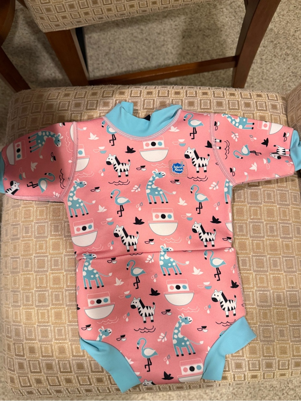 Splash about pink Animal Print Long-Sleeve baby One-Piece wetsuit bathing suit